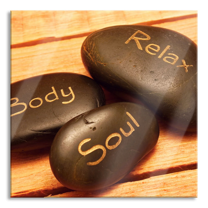 Pixxprint Wellness Body Soul Relax, Glasbild Quadratisch