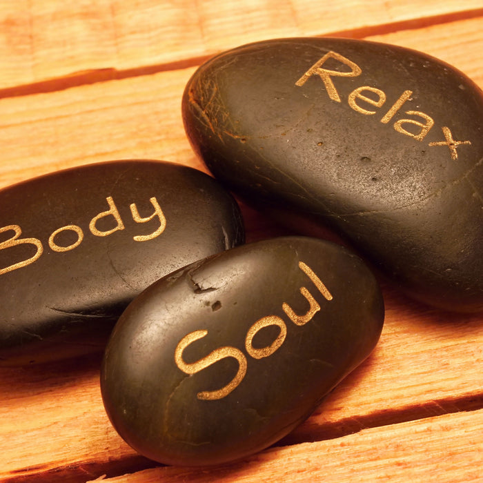 Wellness Body Soul Relax, Glasbild Quadratisch