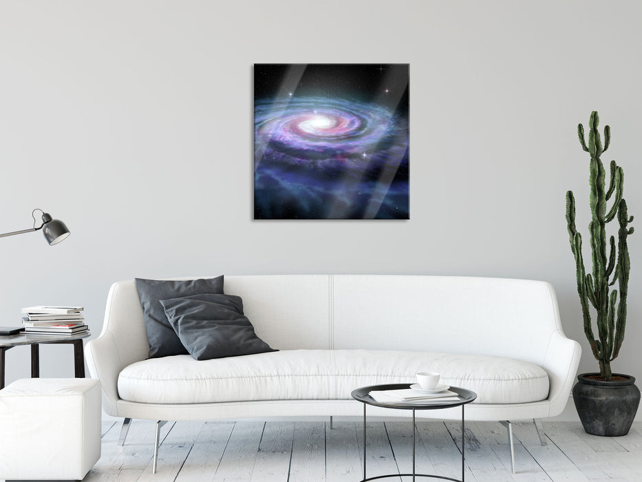 Sternenwirbel Galaxie, Glasbild Quadratisch