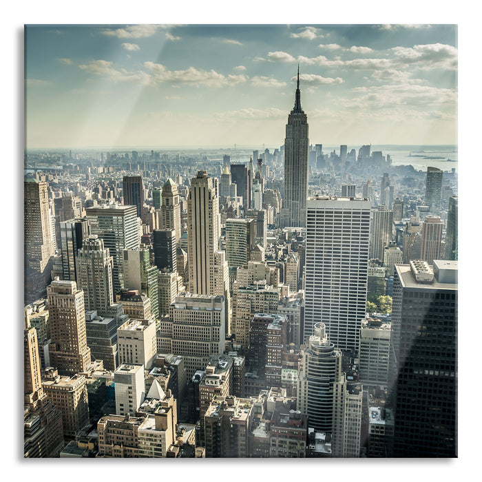 Pixxprint New York bei Tag, Glasbild Quadratisch
