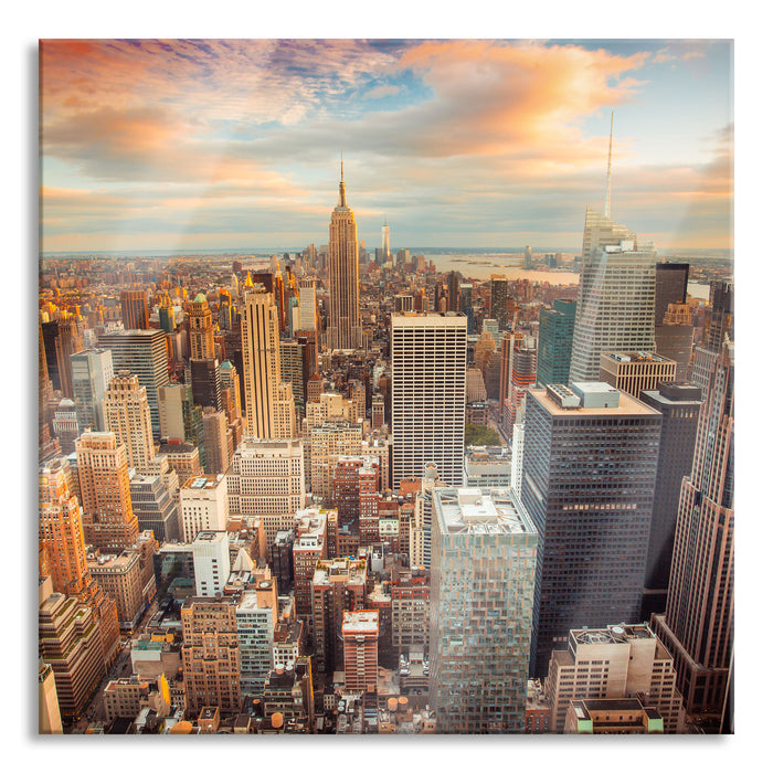 Pixxprint Skyline von New York, Glasbild Quadratisch