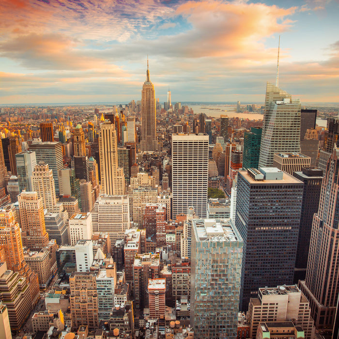 Skyline von New York, Glasbild Quadratisch