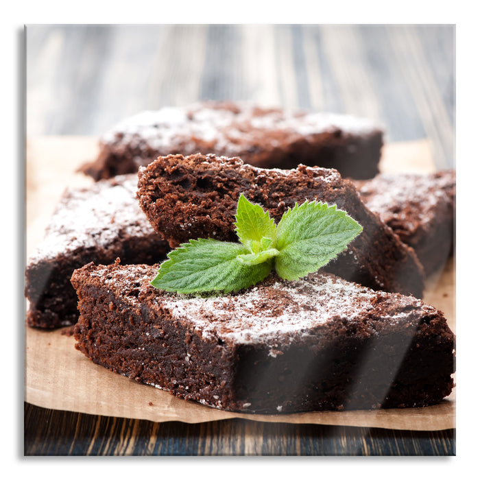 Schokobrownies, Glasbild Quadratisch