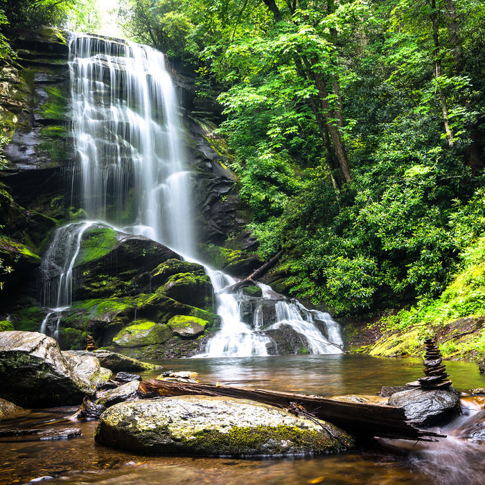 Wasserfall, Glasbild Quadratisch