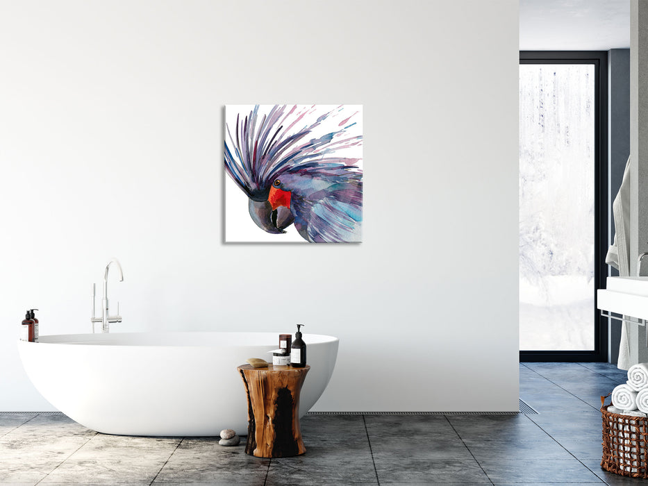 Exotischer Vogel Kunst, Glasbild Quadratisch