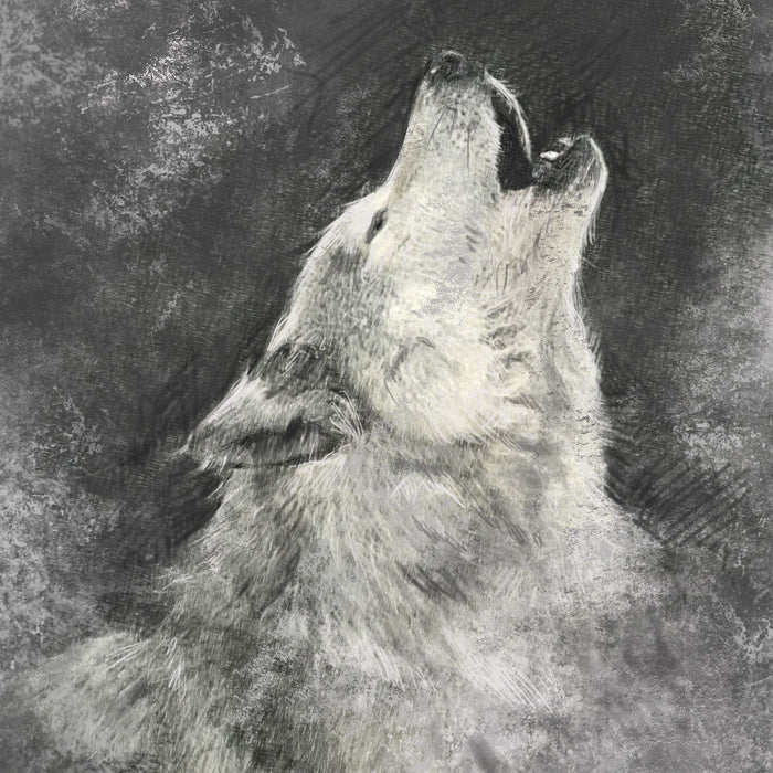 Heulender Wolf Kunst, Glasbild Quadratisch