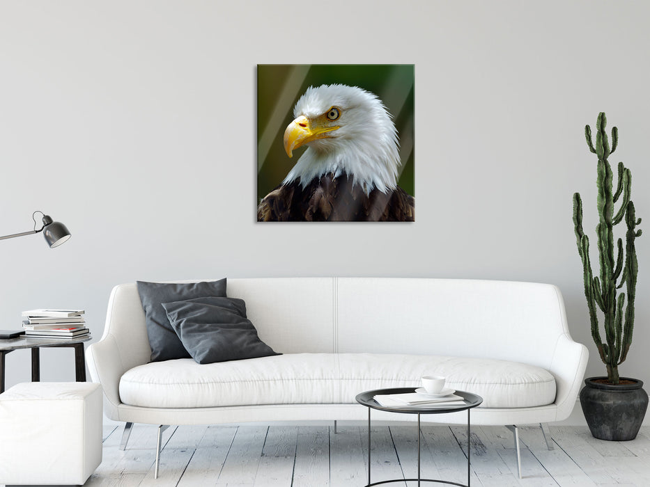 Mächtiger Weißkopfseeadler, Glasbild Quadratisch