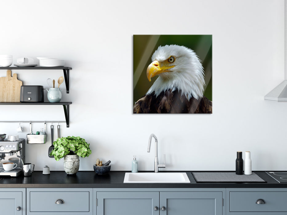 Mächtiger Weißkopfseeadler, Glasbild Quadratisch