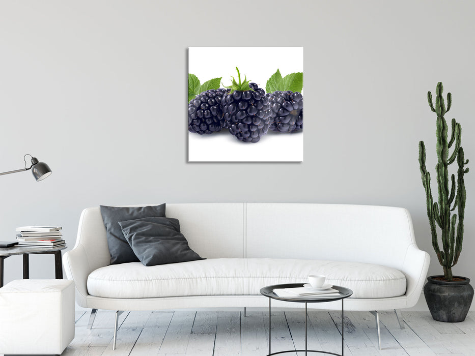 Leckere Brombeeren, Glasbild Quadratisch