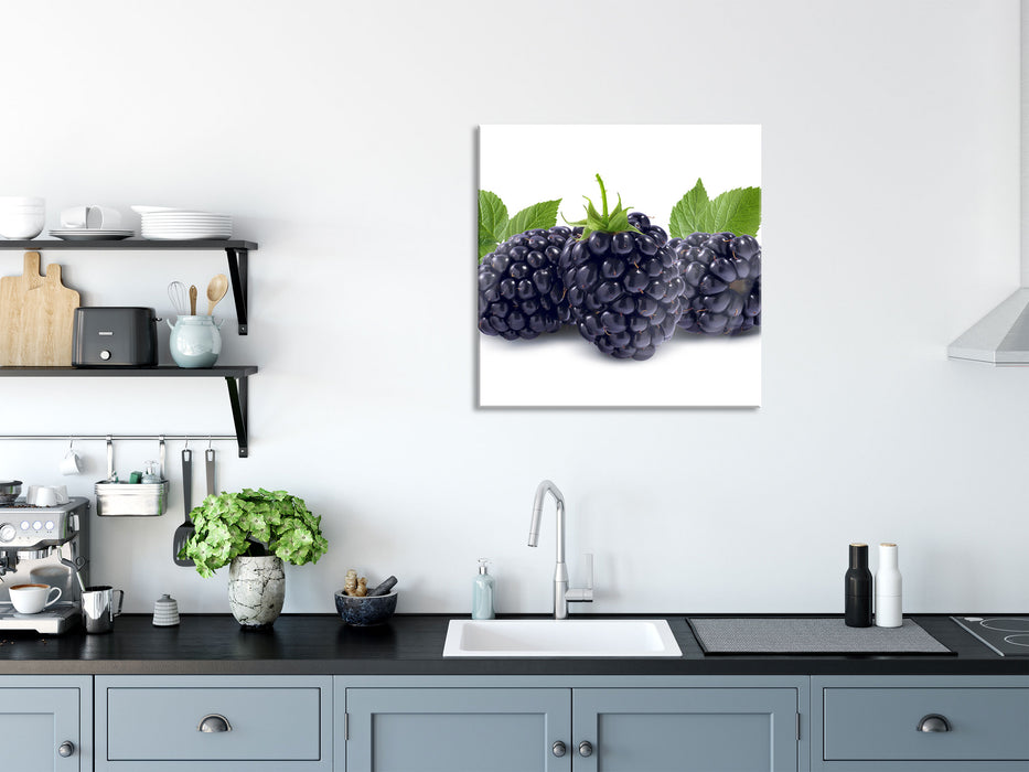 Leckere Brombeeren, Glasbild Quadratisch