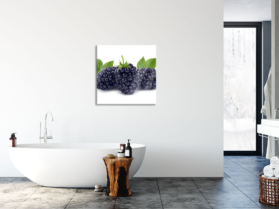 Leckere Brombeeren, Glasbild Quadratisch