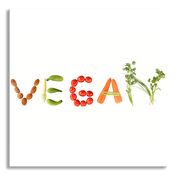 Vegan Gemüse, Glasbild Quadratisch