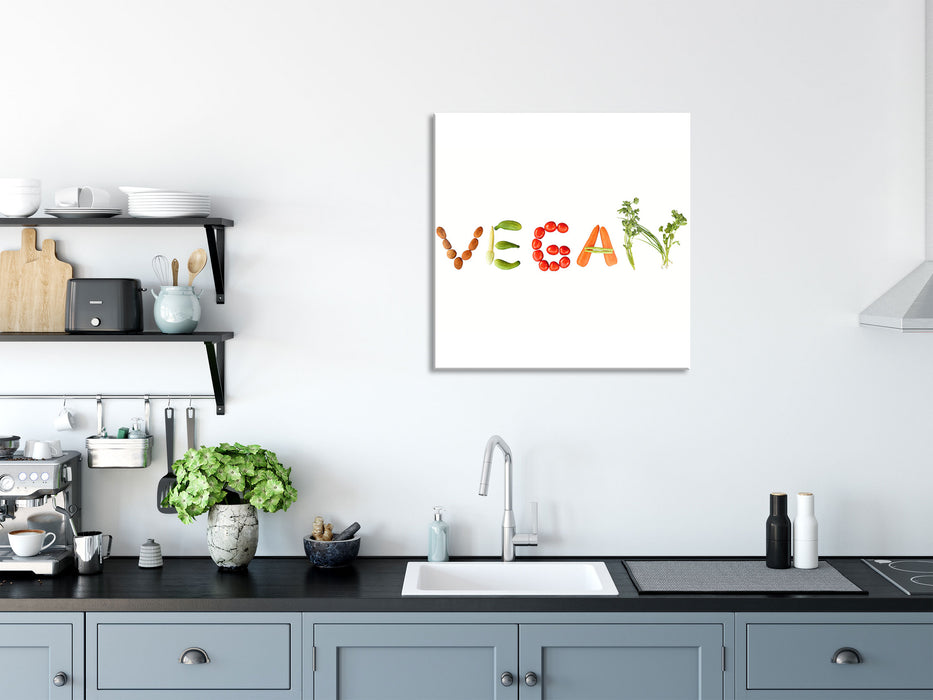 Vegan Gemüse, Glasbild Quadratisch