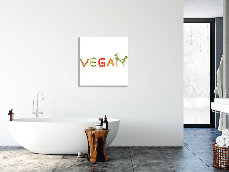 Vegan Gemüse, Glasbild Quadratisch