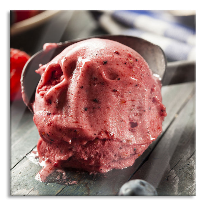 Köstliches Beeren Eis, Glasbild Quadratisch