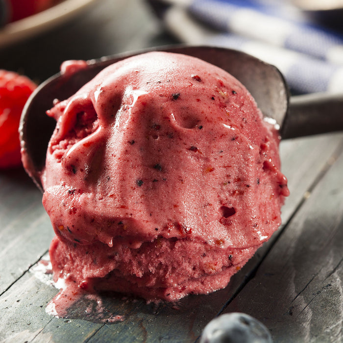 Köstliches Beeren Eis, Glasbild Quadratisch