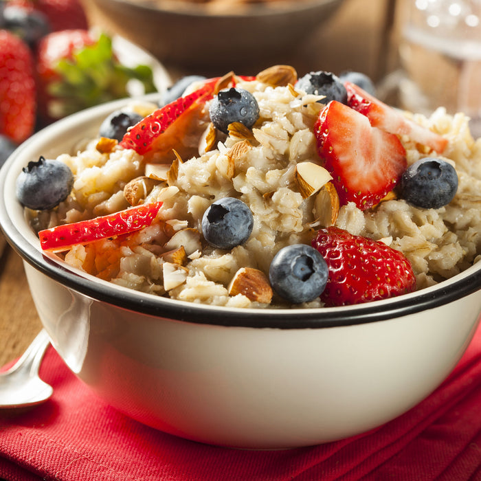 Gesundes Beeren Müsli, Glasbild Quadratisch