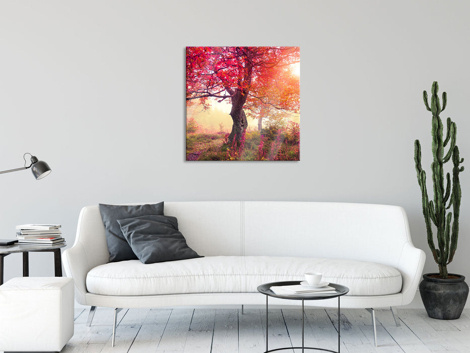 Traumhafte Herbstlandschaft, Glasbild Quadratisch