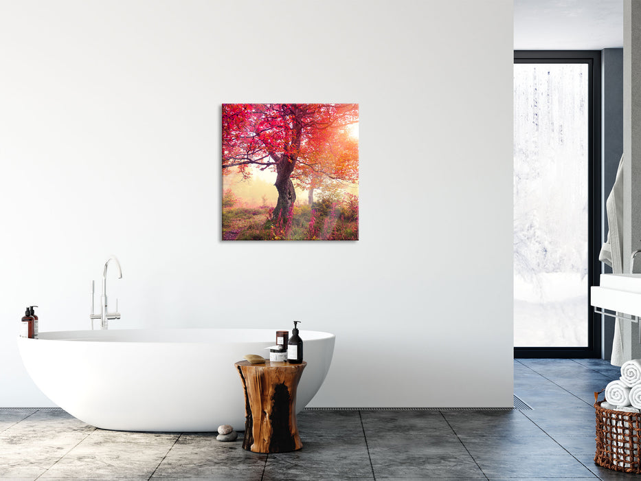 Traumhafte Herbstlandschaft, Glasbild Quadratisch