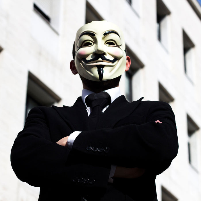Anonymus Maske, Glasbild Quadratisch