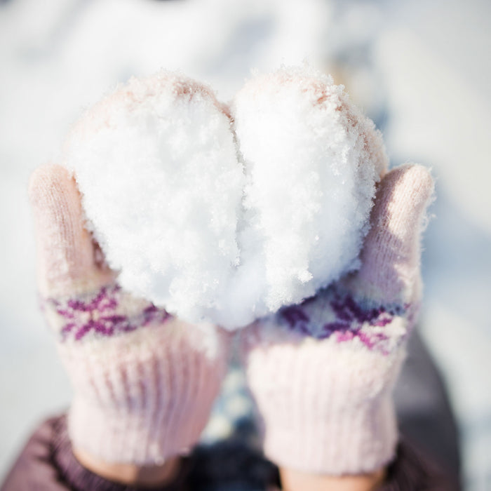 Herz aus Schnee, Glasbild Quadratisch