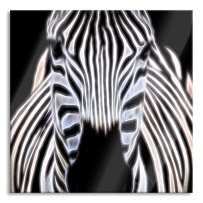 Pixxprint Zebra Porträt, Glasbild Quadratisch