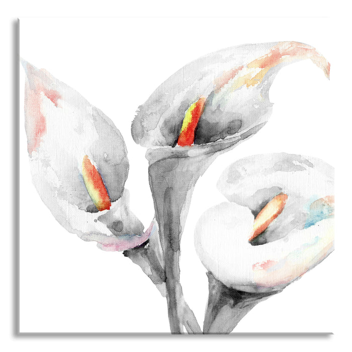 Pixxprint Callas Aquarellblüten, Glasbild Quadratisch