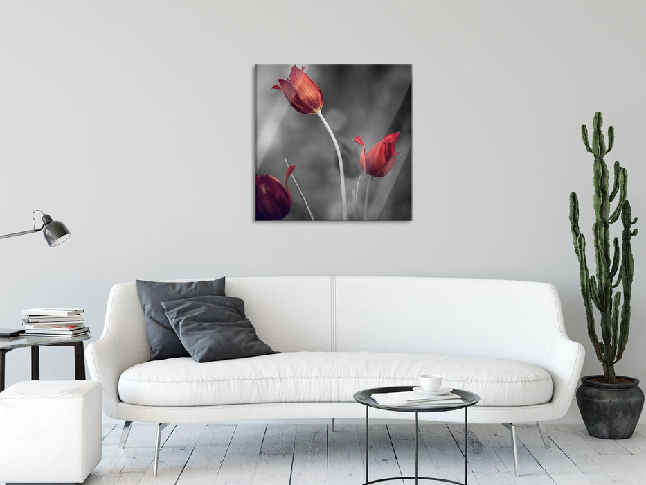 schöne Tulpen, Glasbild Quadratisch