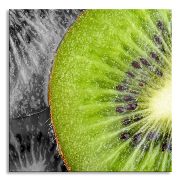 Pixxprint schöne Kiwi Scheiben, Glasbild Quadratisch