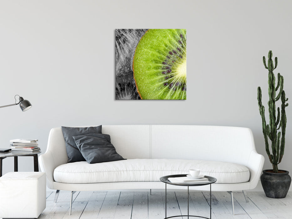 schöne Kiwi Scheiben, Glasbild Quadratisch