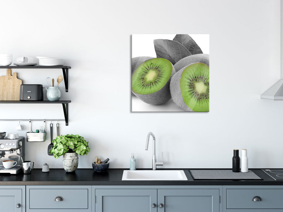 schöne Kiwis, Glasbild Quadratisch