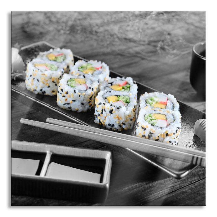 Inside Out Sushi Rollen, Glasbild Quadratisch