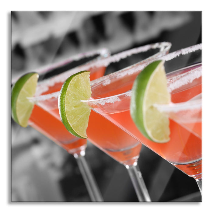 leckere Singapur Sling Cocktails, Glasbild Quadratisch