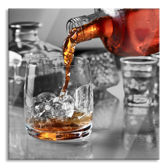Whiskey im Whiskeyglas, Glasbild Quadratisch