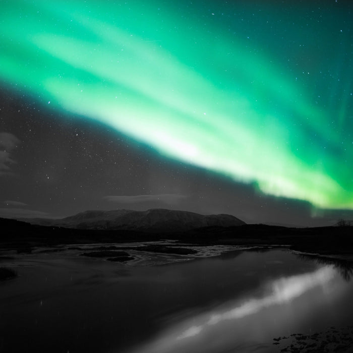 Polarlichter in Skandinavien, Glasbild Quadratisch