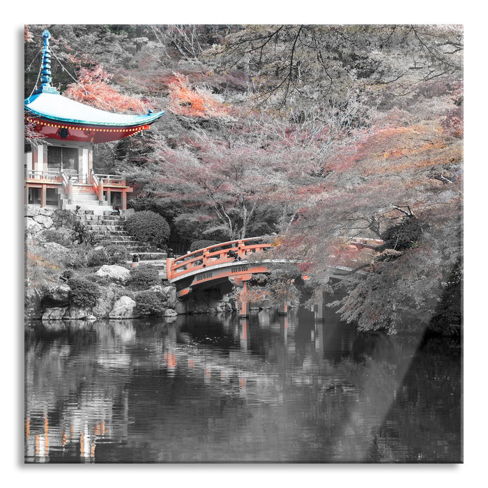 schönes Kloster in Japan, Glasbild Quadratisch