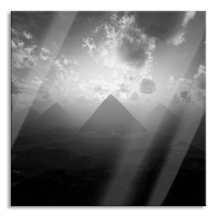 Pyramiden beim Sonnenuntergang, Glasbild Quadratisch