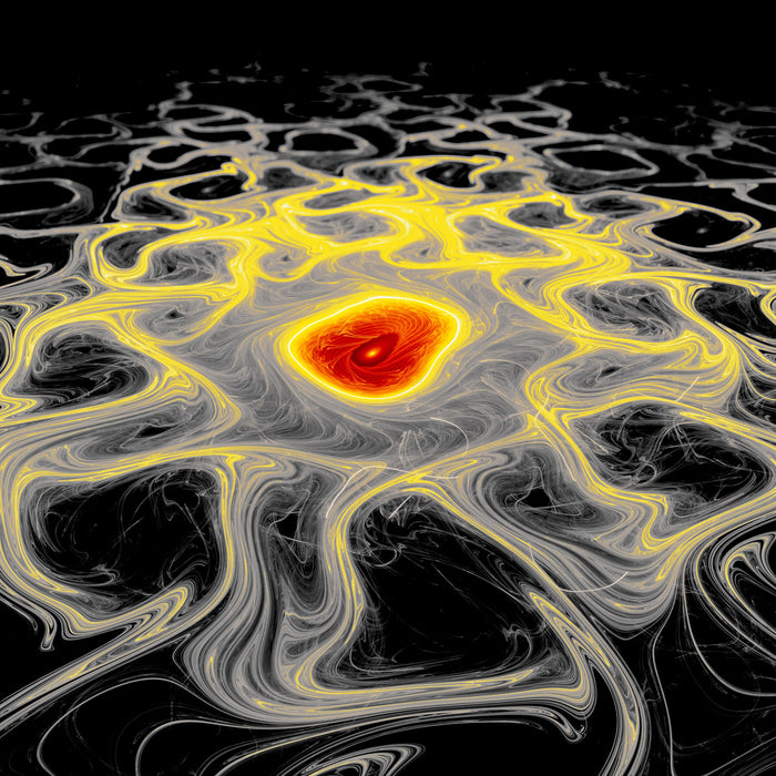 leuchtendes Lava Muster, Glasbild Quadratisch