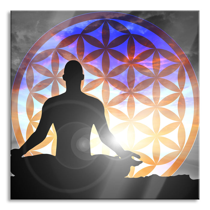 Pixxprint Blume des Lebens, Glasbild Quadratisch