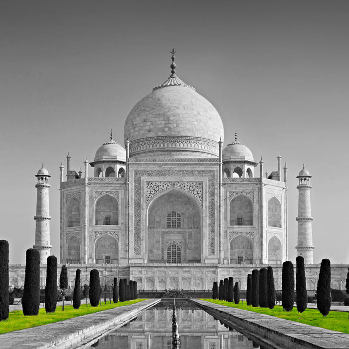 eindrucksvoller Taj Mahal, Glasbild Quadratisch