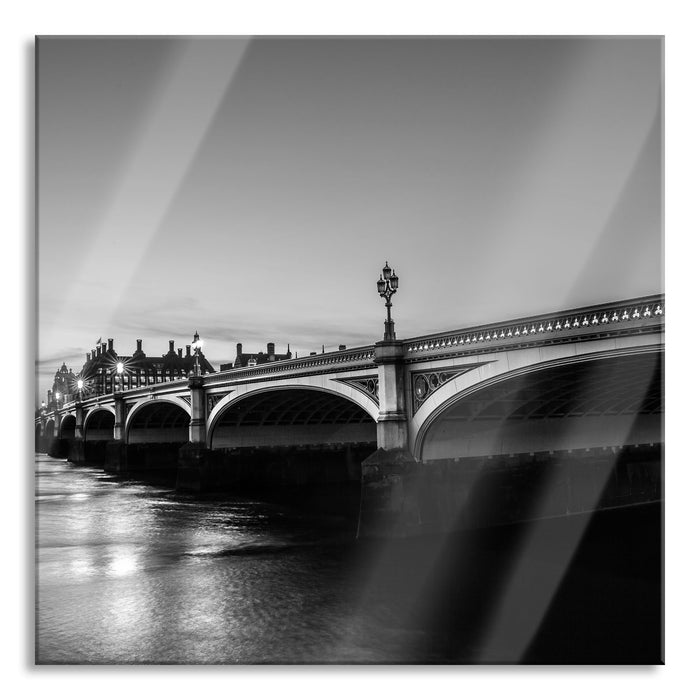 Westminster Bridge und Big Ben, Glasbild Quadratisch