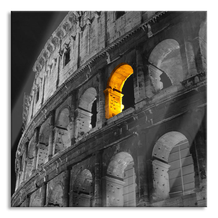 schönes Amphitheater in Rom, Glasbild Quadratisch