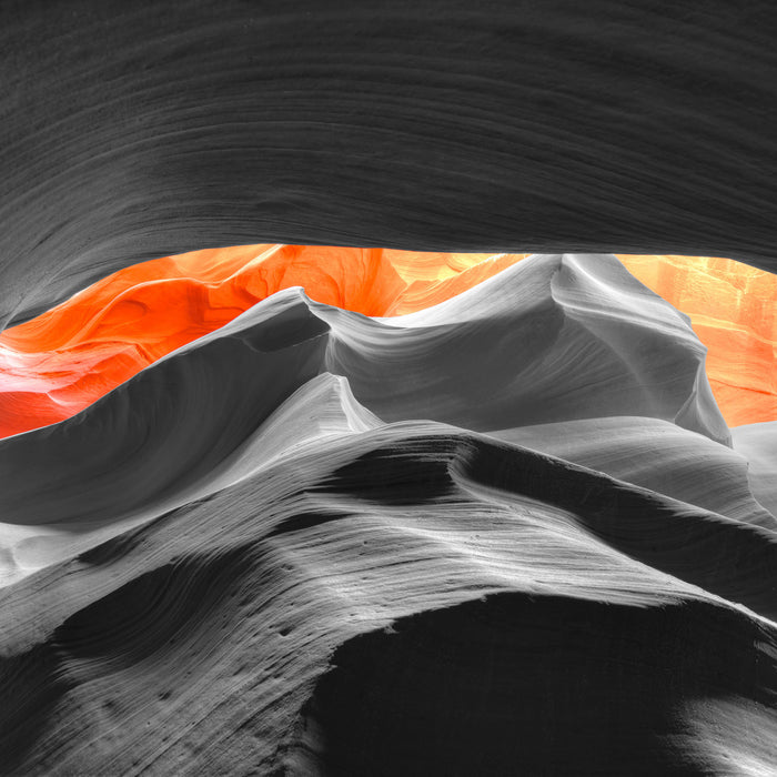 beeindruckender Antelope Canyon, Glasbild Quadratisch