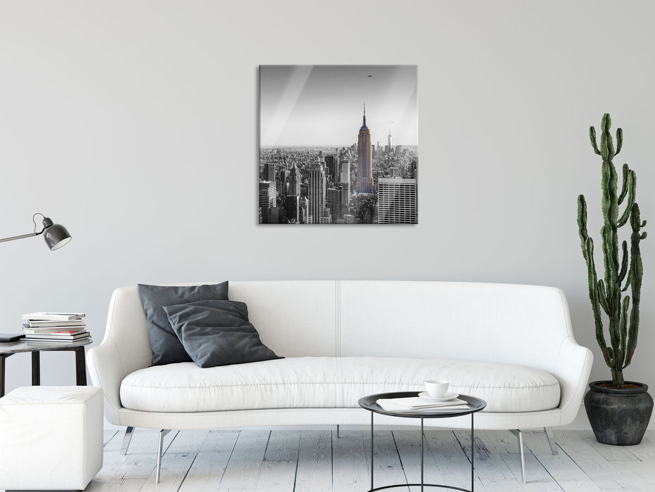 traumhafte Empire State Building, Glasbild Quadratisch