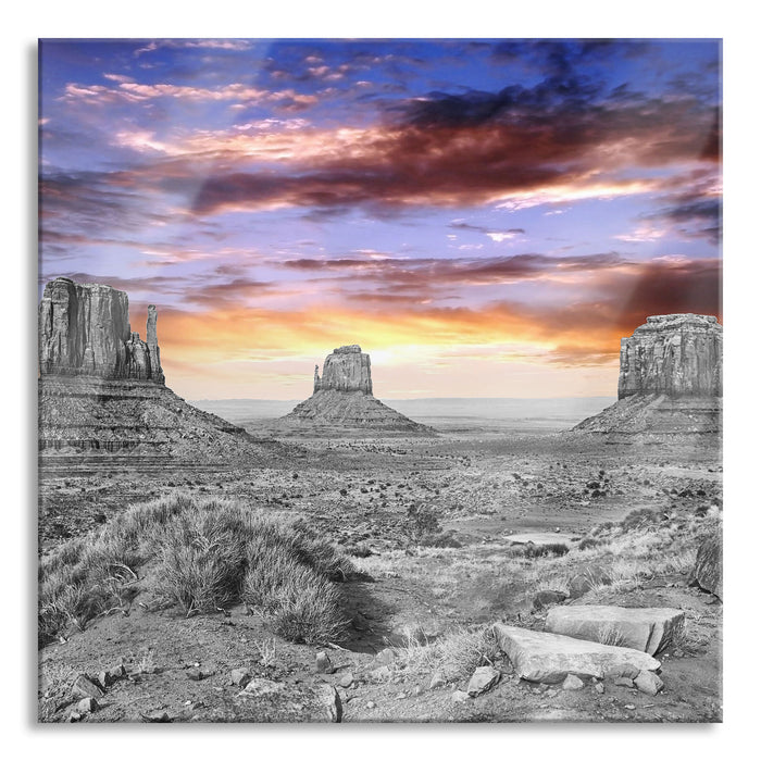Pixxprint schöne Utah Monument Valley, Glasbild Quadratisch