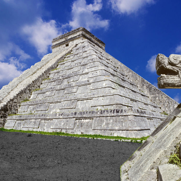 Maya Tempel in Mexiko, Glasbild Quadratisch