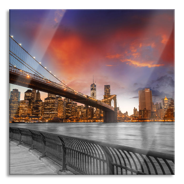 Pixxprint Brooklyn Bridge in New York, Glasbild Quadratisch