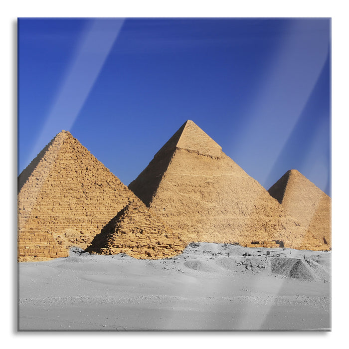 schöne Pyramiden von Gizeh, Glasbild Quadratisch