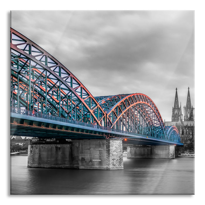 Pixxprint Brücke Kölner Dom, Glasbild Quadratisch
