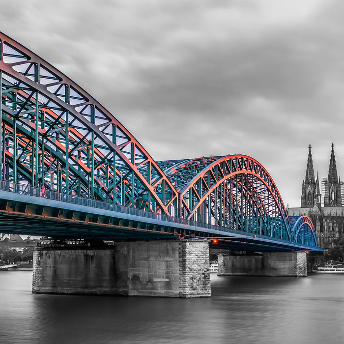 Brücke Kölner Dom, Glasbild Quadratisch